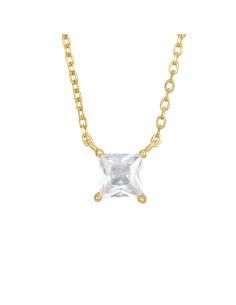 Collar Circonita - Cuadrado 5 mm - 36 + 4 cm - Bañado Oro