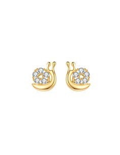 Pendientes Caracol - Circonita 6mm Bañado Oro y Plata Rodiada