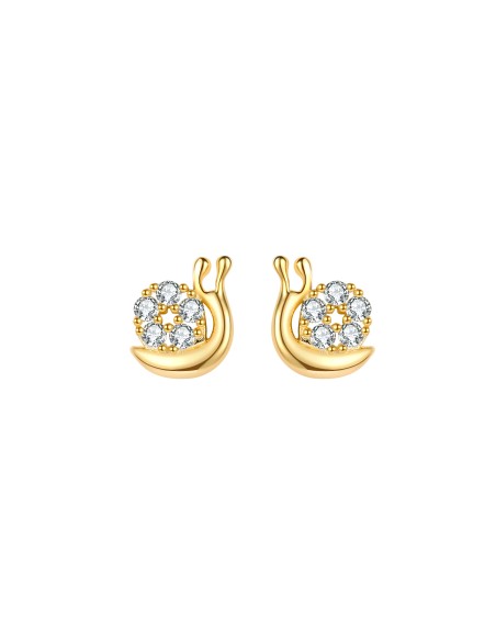 Pendientes Caracol - Circonita 6mm Bañado Oro y Plata Rodiada