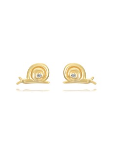 Pendientes Caracol 9,5*6mm Circonita Bañado Oro y Plata Rodiada