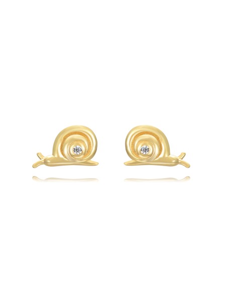 Pendientes Caracol 9,5*6mm Circonita Bañado Oro y Plata Rodiada