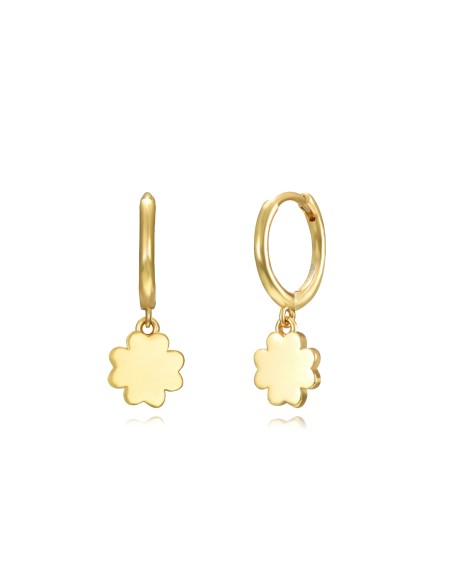 Pendientes Trébol - Aro 11mm - Bañado Oro y Plata Rodiada