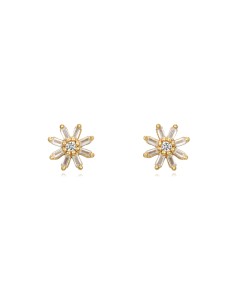 Pendientes Circonita - Flor 7,5 mm - Bañado Oro