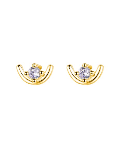 Pendientes Circonita - 3*5 mm - Plata Bañado Oro Y Plata Rodiada