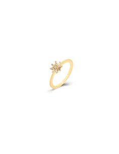 Anillo Abierto Circonita - Flor 8 mm - Bañado Oro