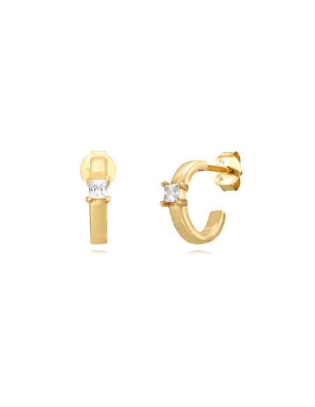 Pendientes Semi Aro - Circonita 2,5*2,5 mm - Bañado Oro