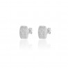 Pendientes Rectangulares - Circonita Blanca y Negra - 8*11 mm - Plata Rodiada