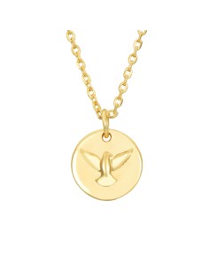 Collar Medalla Pájaro  - 38+4cm - Bañado Oro y Plata Rodiada