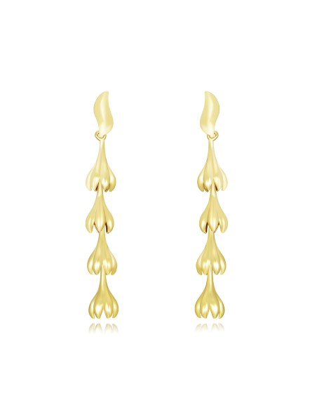 Pendientes Capullos Flor 48 mm - Bañado Oro y Plata Rodiada