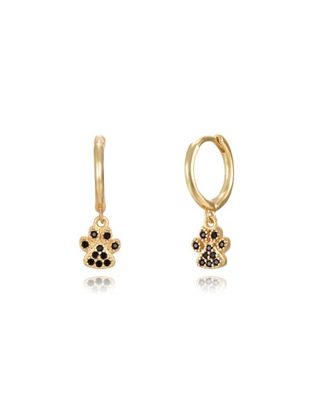 Pendientes Aro - Huella de Perro 6mm - Bañado Oro y Plata Rodiada