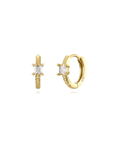 Pendientes Circonita - Aro Circonita 3 mm - Bañado Oro