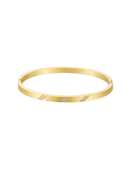 Pulsera Acero Esclava - Circonita - 63mm - Bañado Oro