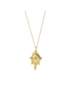 Collar Bronce - Circonita Pez 31*18 - Bañado Oro