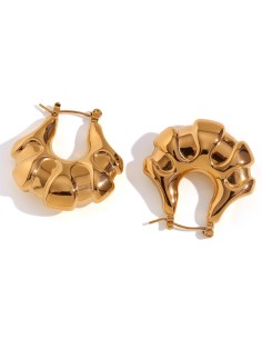 Pendientes Acero Hueco - Croissant 30 mm - Color Oro y Acero