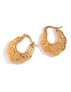 Pendiente Acero - Aro Huecos Flor - 26 mm - Color Oro y Color Acero