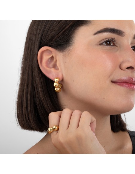 Anillo Acero Martillado - 9 mm - Color Oro y Color Acero