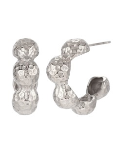 Pendiente Acero Irregual - Semi Aro - 25 mm - Color Oro y Color Acero 2