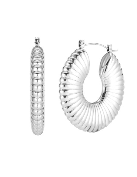 Pendiente Aro Acero - Rayas - 40 mm - Color Oro y Plata