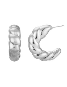 Pendiente Acero - Liso Trenzado - 34 mm - Color Oro y Plata 2