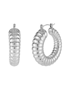 Pendientes Acero Hueco - Aro Con Rayas 35 mm - Color Oro y Color Plata 2