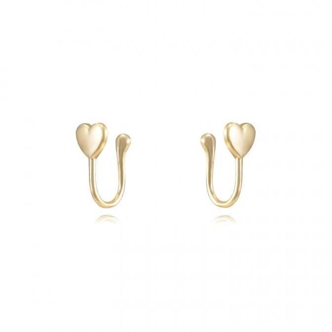 Pendiente Earcuff Corazon 12,5*5,5mm Bañado Oro y Plata Rodiada