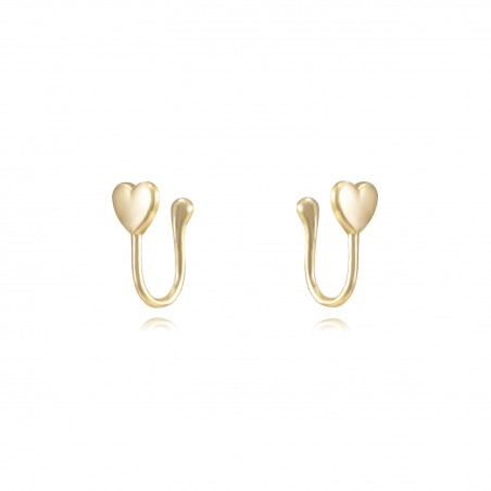 Pendiente Earcuff Corazon 12,5*5,5mm Bañado Oro y Plata Rodiada