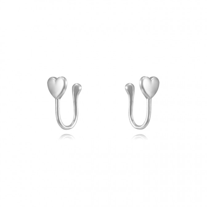 Pendiente Earcuff Corazon 12,5*5,5mm Bañado Oro y Plata Rodiada 2