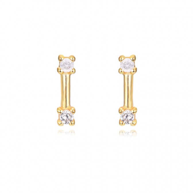 Pendientes - Circonita - 6 mm - Plata Bañado Oro y Plata Rodiada 2