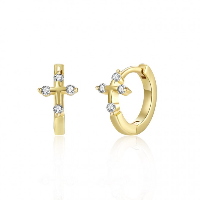 Pendientes Aro - Cruz - Circonita
