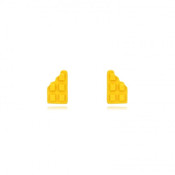 Pendientes Chocolate - Enamel - 7*4 mm - Bañado Oro 2