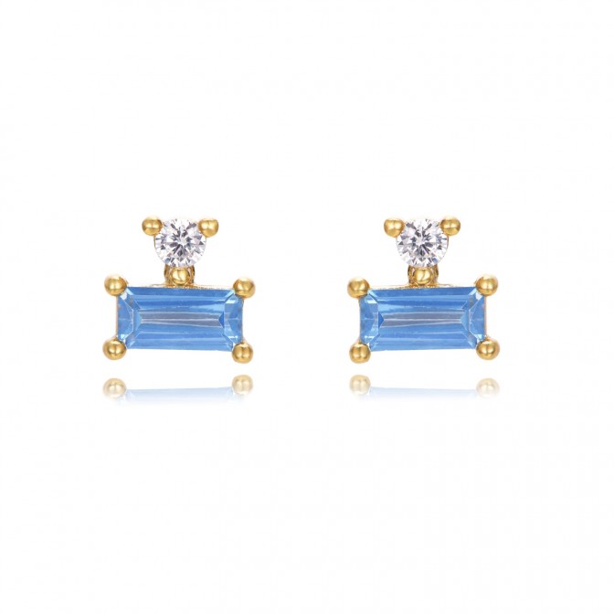 Pendientes - 6 mm - Circonita - Bañado Oro