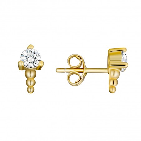 Pendientes - Circonita Blanca - 7 * 4 mm - Plata Bañado Oro y Plata Rodiada