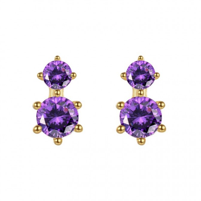 Pendientes Amatista Circonita 8.5*5mm Dormilona