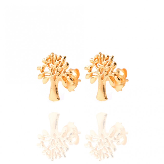Pendientes Árbol de la vida - 11*10mm - Bañado Oro y Plata Rodiada