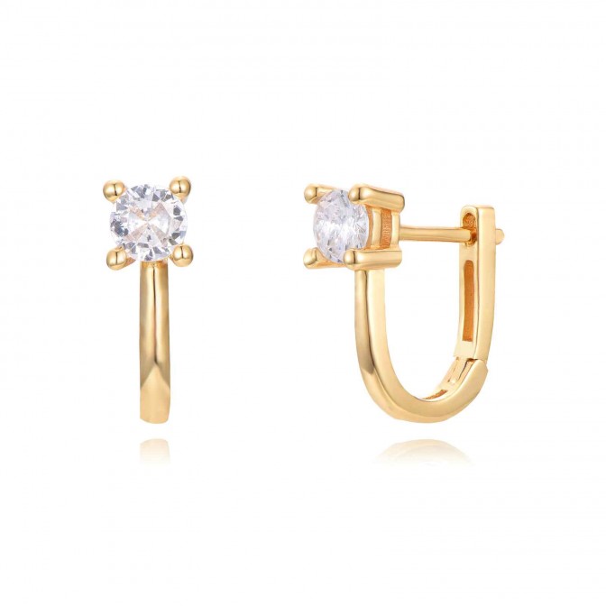 Pendientes Aro - 12 mm - Circonita - Bañado Oro y Plata Rodiada 2