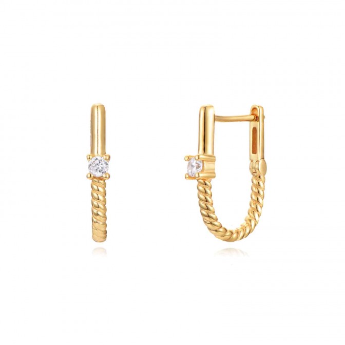 Pendientes Aro - 17 mm - Circonita - Bañado Oro y Plata Rodiada 2