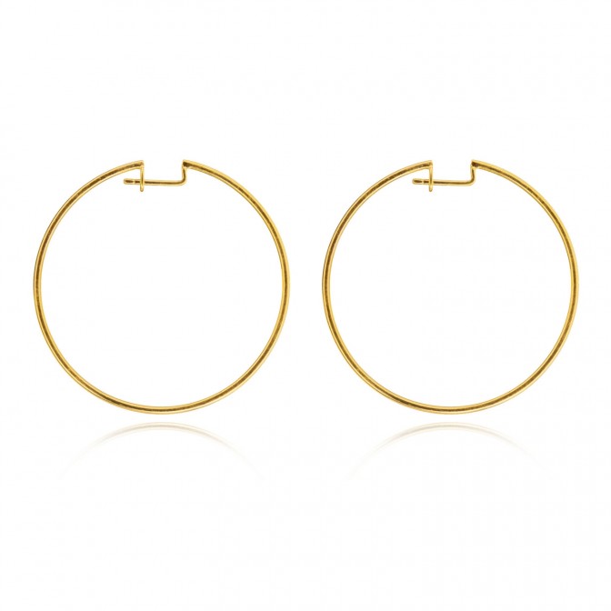Pendientes Aro - 38 mm - Plata Bañado Oro y Plata Rodiada