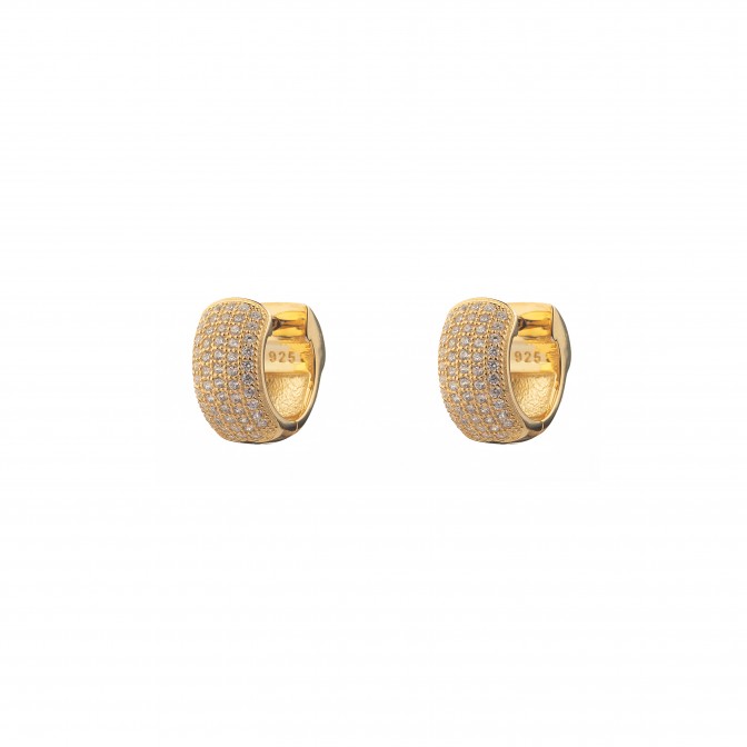 Pendientes Aro - Circonita Blanca - 14 mm - Bañado Oro, Plata Rhodiada y Bañado Oro Rosa