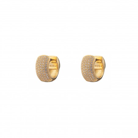 Pendientes Aro - Circonita Blanca - 14 mm - Bañado Oro, Plata Rhodiada y Bañado Oro Rosa