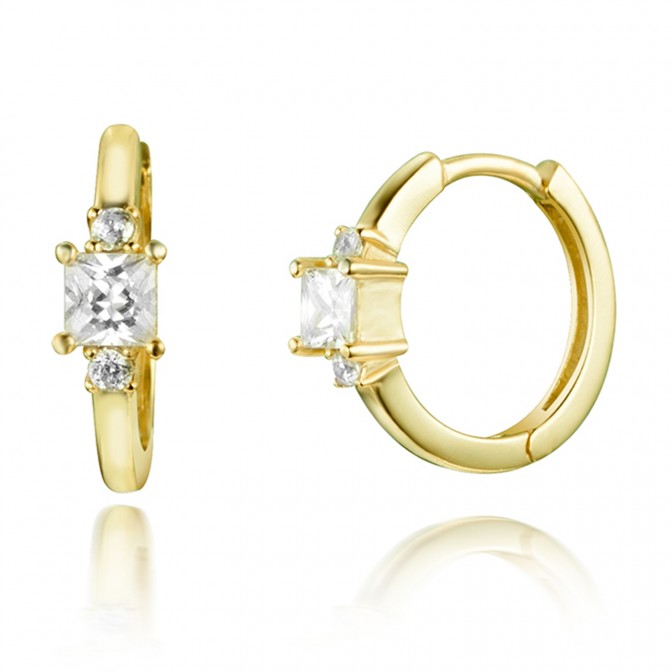 Pendientes Aro - Circonita Blanco