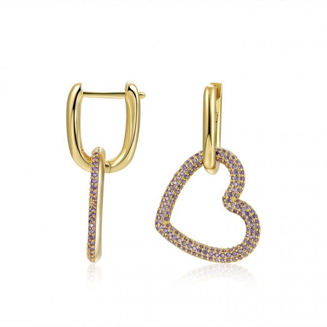 Pendientes Aro - Corazon - Circonita Verde 2