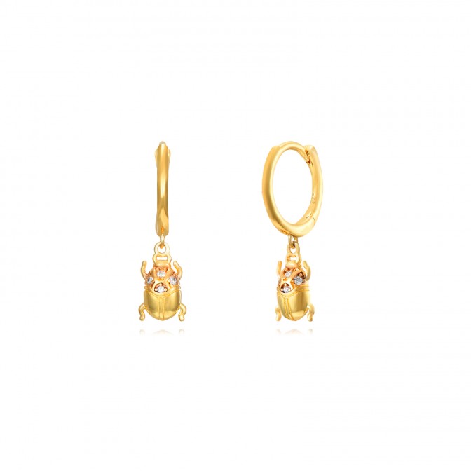 Pendientes Aro - Mariquita 8mm - Bañado Oro y Plata Rodiada