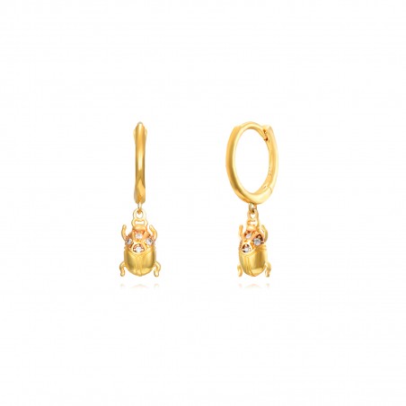 Pendientes Aro - Mariquita 8mm - Bañado Oro y Plata Rodiada