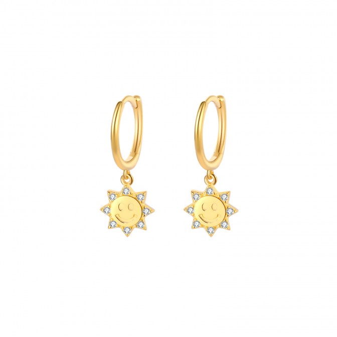 Pendientes Aro - Sol 8mm - Bañado Oro y Plata Rodiada