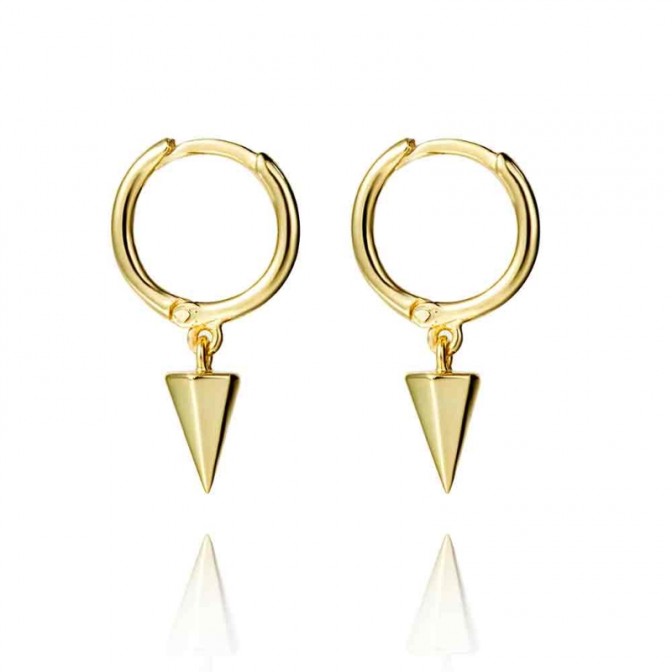 Pendientes Aro 11mm - Cono 7*4mm - Bañado Oro y Plata Rodiada