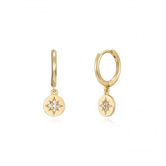 Pendientes Aro 11mm Estrella 6,5mm - Bañado Oro y Plata Rodiada