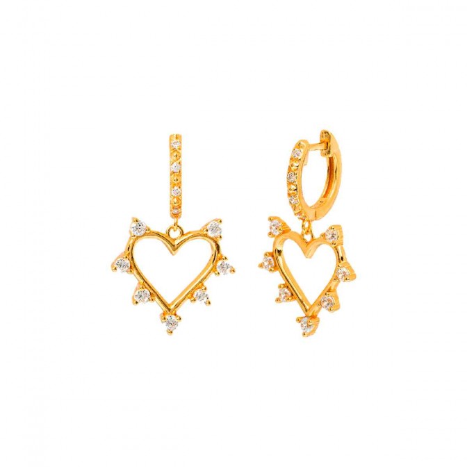 Pendientes Aro Corazon - 12 + 15 mm - Bañado Oro