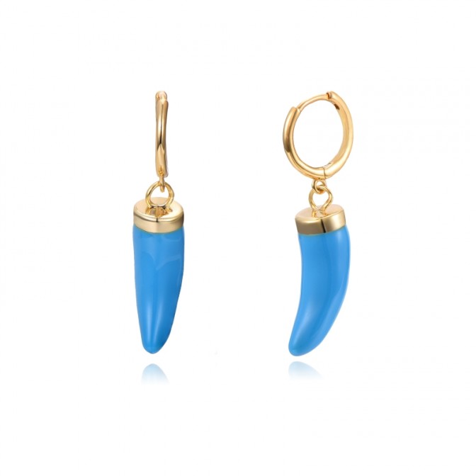 Pendientes Aro Cuerno - 11+18 mm - Enamel - Bañado Oro 2