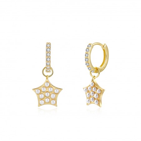 Pendientes Aro Estrella 11mm 9 mm Bañado Oro