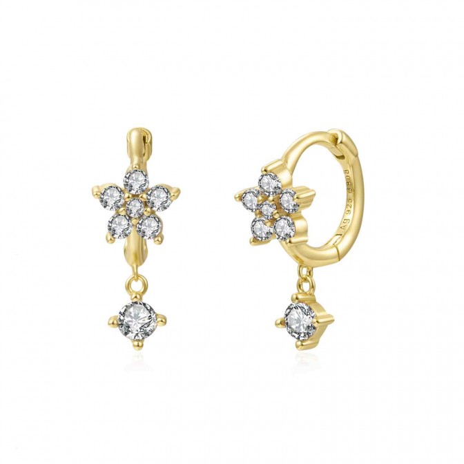 Pendientes Aro Flor CZ 11mm